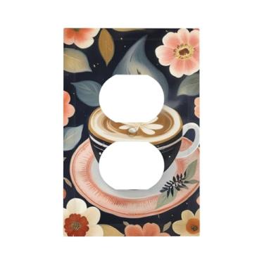 Imagem de Capas decorativas para interruptores de luz floral café 1 gangue única tomada frente e verso placa de parede placa elétrica para decoração de casa