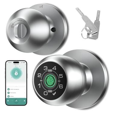 Imagem de HEI LIANG Maçaneta digital inteligente, impressão digital inteligente com fechadura de porta de teclado, controle de aplicativo, adequado para quarto, sala de armazenamento, escritório de apartamento