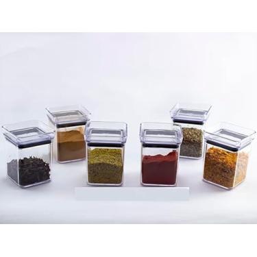 Imagem de Conjunto Paramount com 6 Mini Potes Herméticos Porta Temperos Empilhaveis para Cozinha em Acrilico