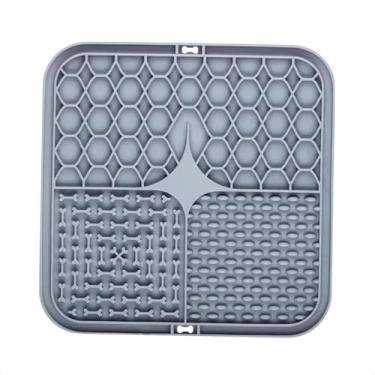 Imagem de Tapete De Lamber Texturizado Educador para Pet Cães E Gatos Alimentação Lenta Com Ventosa Quadrado (Cinza)