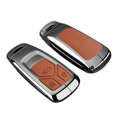 Imagem de Liga De Zinco Moda Carro Controle Remoto Chave Caso Capa Compatível Com Audi Q3 A4 A5 Q5 Q7 Sq7 8w S4 S5 Tt Tts 8s Rs Tfsi Chaveiro Acessórios(B-gun orange)