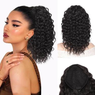 Imagem de Extensão de rabo de cavalo QGZ com cordão de 35 cm, cabelo encaracolad