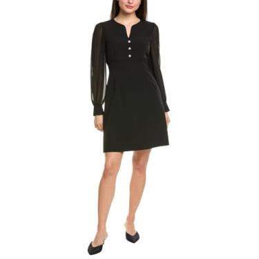 Imagem de Anne Klein Vestido feminino longo com detalhe de botão SLV, Anne Black, 48