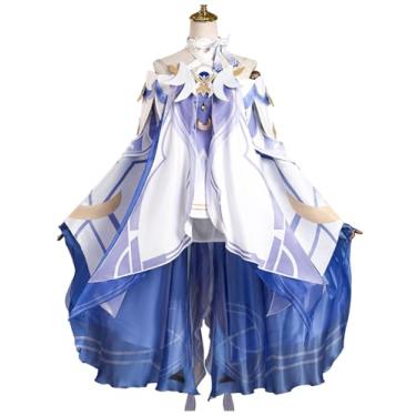 Imagem de JHUITONX Genshin Colombina Fantasia Cosplay Azul Vestido Roupa Jogo Genshin Impact Role Damselette Terno Feminino (GG)