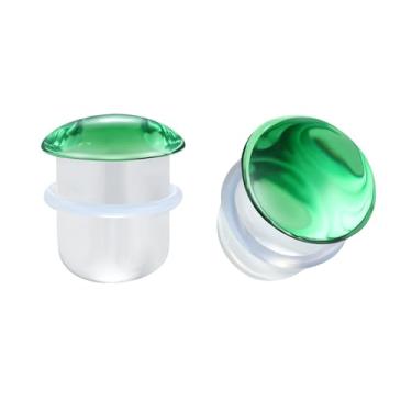 Imagem de BodyAce 1 par de kit de alongamento de orelha de vidro, calibres de alargamento único para tampões de orelha e anéis de borracha 8G-2,5 cm Expansor de brinco, alongador, piercing corporal, joia [verde