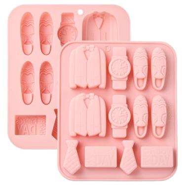 Imagem de KitBeads 2 peças de moldes de resina de silicone tema dia dos pais terno gravata relógio forma chocolate moldes para decoração de bolos, biscoitos, artesanato DIY