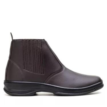 Imagem de Botina Masculina Confortável para Trabalho Antiderrapante em Material Sintético Costurada – Uso Diário (Café, 42, BR, Adulto, Numérico, 42)