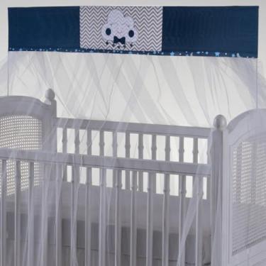Imagem de Mosquiteiro para Berço Americano com Bando em Tule, Rede de Proteção para Bebê (LUA MARINHO)
