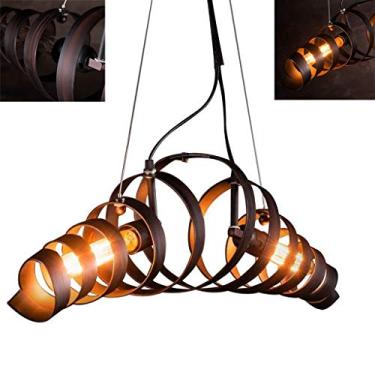 Imagem de Luminária pendente retrô industrial rústica vintage de ferro, modelo E27, para sala de estar, apartamento ou sala de jantar. Lustre retrô com altura ajustável.