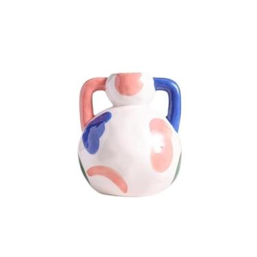 Imagem de Vaso de cerâmica redondo colorido para sala de estar, arranjo de flores, arranjo de flores, vaso decorativo para casa