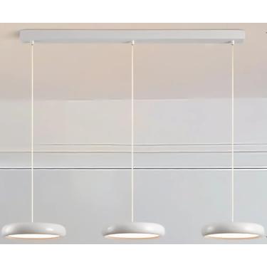 Imagem de Luminária pendente LED moderna redonda para ilha de cozinha, sala de jantar, sala de estar, mesa de jantar, escritório, bar, altura ajustável, lustre com controle remoto e regulagem de inten