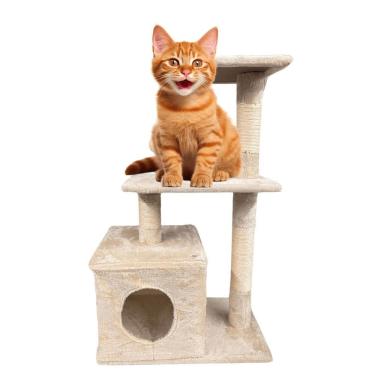 Imagem de Arranhador Gato 4 Andares Torre Casinha Aconchegante