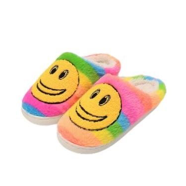 Imagem de Chinelos de rosto sorridente para mulheres e homens, retrô, macio, macio, quente, para casa, antiderrapante, estilo casal, sapatos casuais de pelúcia forrados com lã, sapatos de casa unissex para uso