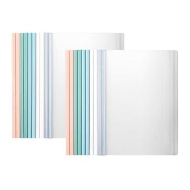 Imagem de Organizador de arquivos 20 peças de pasta A4 de cor mista transparente pasta de tração de folhas soltas pasta de armazenamento de dados de escritório material de escritório