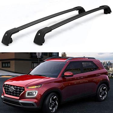 Imagem de YiXi-Partswell 2 peças de rack de tejadilho barras transversais bagageiro trava adequado para Hyundai Venue 2020 - preto