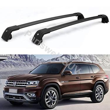 Imagem de YiXi-Partswell 2 peças de rack de teto travável barras transversais bagageiro de alumínio adequado para Volkswagen VW Atlas Teramont 2018-2020 - preto