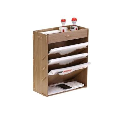 Imagem de Escritório Porta-documentos, organizador de correspondência, porta-revistas, arquivo, bandejas para cartas Organizador de mesa(Brown)