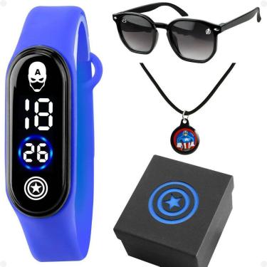 Imagem de Relógio Digital Menino+ Óculos Esportivo Led Acetato Prova