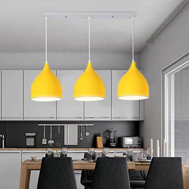 Imagem de Lustre industrial vintage estilo loft, luminária pendente de 3 vias com cúpula de alumínio, lustre de teto suspenso com 3 lâmpadas E27 para cozinha, sala de jantar, sala de estar, restaurant