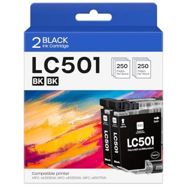 Imagem de belietop Cartuchos de tinta LC501 compatíveis com Brother LC501 LC501XL LC 501 XL para impressora Brother MFC-J1260DW MFC-J1360DW MFC-J1410DW (2 preto)