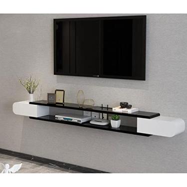 Imagem de Prateleira de parede, prateleiras flutuantes, armário de TV, suporte de TV, console de TV, quarto, sala de estar, prateleira de armazenamento multimídia, suporte de TV, prateleira decorativa, placa de