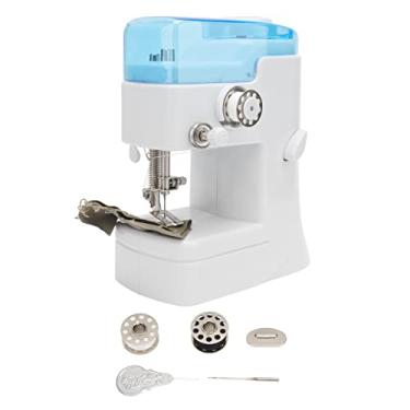 Imagem de Mini máquina de costura portátil ABS alimentada por bateria infantil máquina de consertar artesanato para crianças, projetos faça você mesmo, máquina de costura doméstica com bobina, rosqueador de
