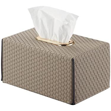 Imagem de Capa de caixa de tecido, capa de caixa de lenços retangular, suporte de textura de tecelagem criativa, dispensador de toalha, recipiente de armazenamento