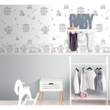 Imagem de Papel de Parede Lullaby Carrossel Cinza 2203 - Rolo: 10m x 0,53m
