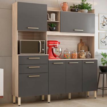 Imagem de Armário Cozinha Compacta 6 Portas 2 Gavetas 1 Espaço Forno Select Avena - Grafito Avena - Grafito