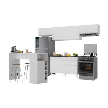 Imagem de Armário De Cozinha Modulado Com Bancada Veneza Multimóveis Mp2212 Branco Branco