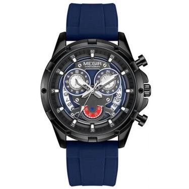 Imagem de Relógio De Quartzo Masculino Com Pulseira De Silicone Esportivo A Prova D´agua Azul Marinho