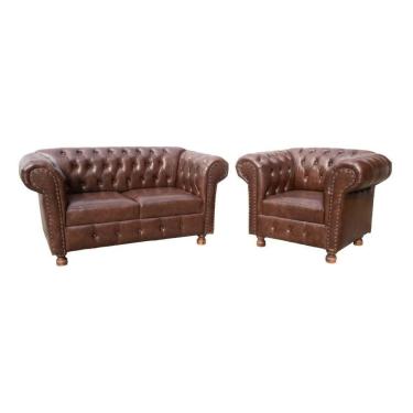 Imagem de Conjunto Namoradeira Luís Xv Clássica Capitonê 1 Poltrona