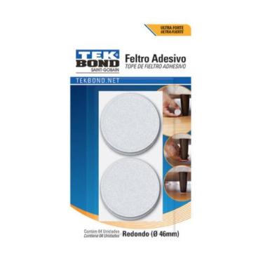 Imagem de Feltro Protetor Adesivo Redondo Tekbond 46mm Branco