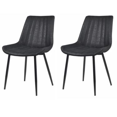 Imagem de Kit 2 Cadeiras Taina Rivatti Poliuretano (Pu) Preto Base Em Aço