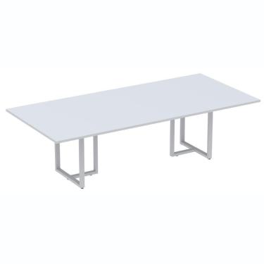 Imagem de Mesa De Reunião Retangular 200 X 90 Cm Pé Tub Pe25 Em Mdp Cinza Base Cinza