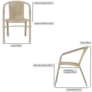 Imagem de 04 Cadeiras Floripa Aluminio Pintura Fendi Trama Rami