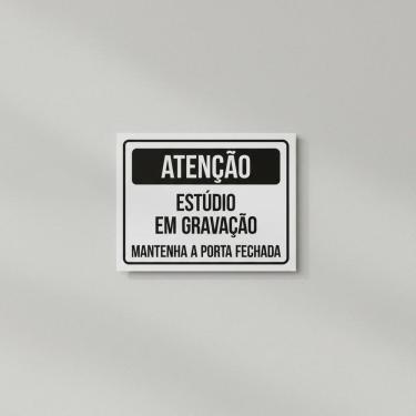 Imagem de Placa Acm Estúdio Gravação Mantenha Porta Fechada 18X23