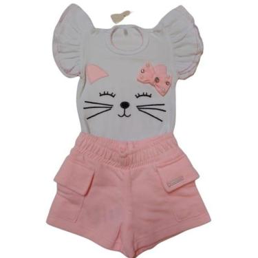 Imagem de Conjunto Curto Bermuda + Body Bebê Menina Lessa Kids Rf 8779-Feminino