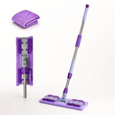 Imagem de Mop Flat Sem Balde Cabo Regulável Microfibra Lava E Seca - Genérica