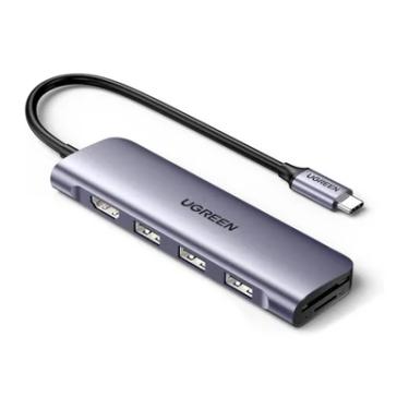 Imagem de Hub Adaptador Multifuncional Ugreen 6 Em 1 P/usb-c Cinza