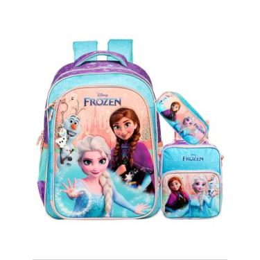 Imagem de Kit Frozen Elsa Anna Mochila Costas + Lancheira + Estojo - Xeryus