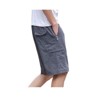 Imagem de Bermuda Cargo Masculina 6XL De Algodão Leve E Respirável Com Cordão Na