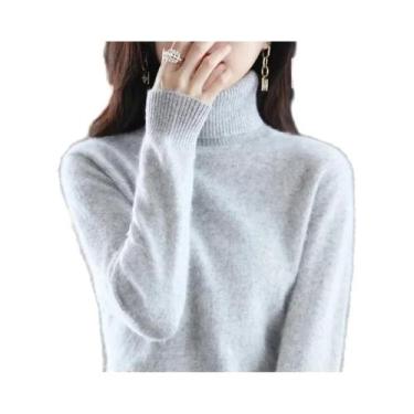 Imagem de Suéter De Cashmere Com Gola Alta Em Plush De Mink Para Mulheres Outono