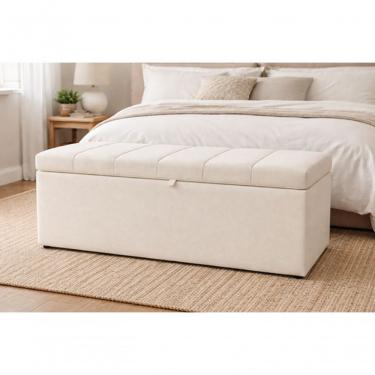 Imagem de Recamier Calçadeira Baú Carla Para Quarto Cama Queen 160 Cm Suede Porcelana Do Lar Móveis E Decoração