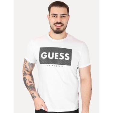 Imagem de Camiseta Guess Masculina Los Angeles Logo Block Branca-Masculino