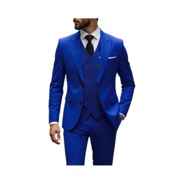 Imagem de Terno Slim Fit De 3 Peças Para Casamento Masculino: Jaqueta, Colete E 