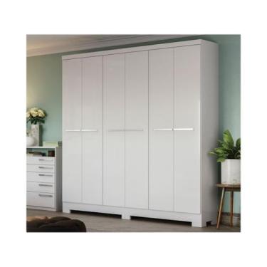 Imagem de Guarda-roupa Solteiro 202cm 6 Portas 2 Gavetas Open Kappesberg - Branc