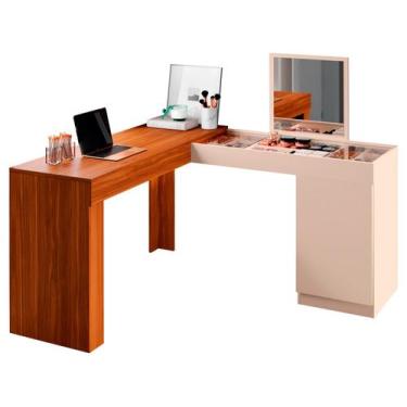 Imagem de Escrivaninha Penteadeira Canto Star com Painel fixo espelho e colmeia 