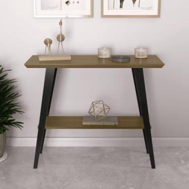 Imagem de Aparador Caio 90x30 Tampo Mdf 30mm Pé Em Madeira Freijó/pés Preto - Mo