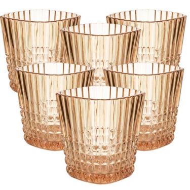 Imagem de Conjunto 6 Copos de Vidro Baixo Âmbar Perolado 300ml - Casa Nuvem